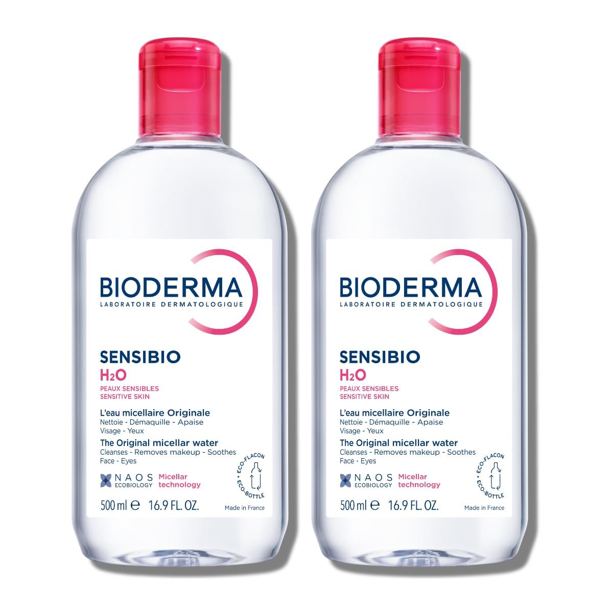 Shows two bottles of the core product to communicate the multi-pack offering and allow shoppers to clearly see the product packaging, branding, and key features like sensitive skin suitability and…
