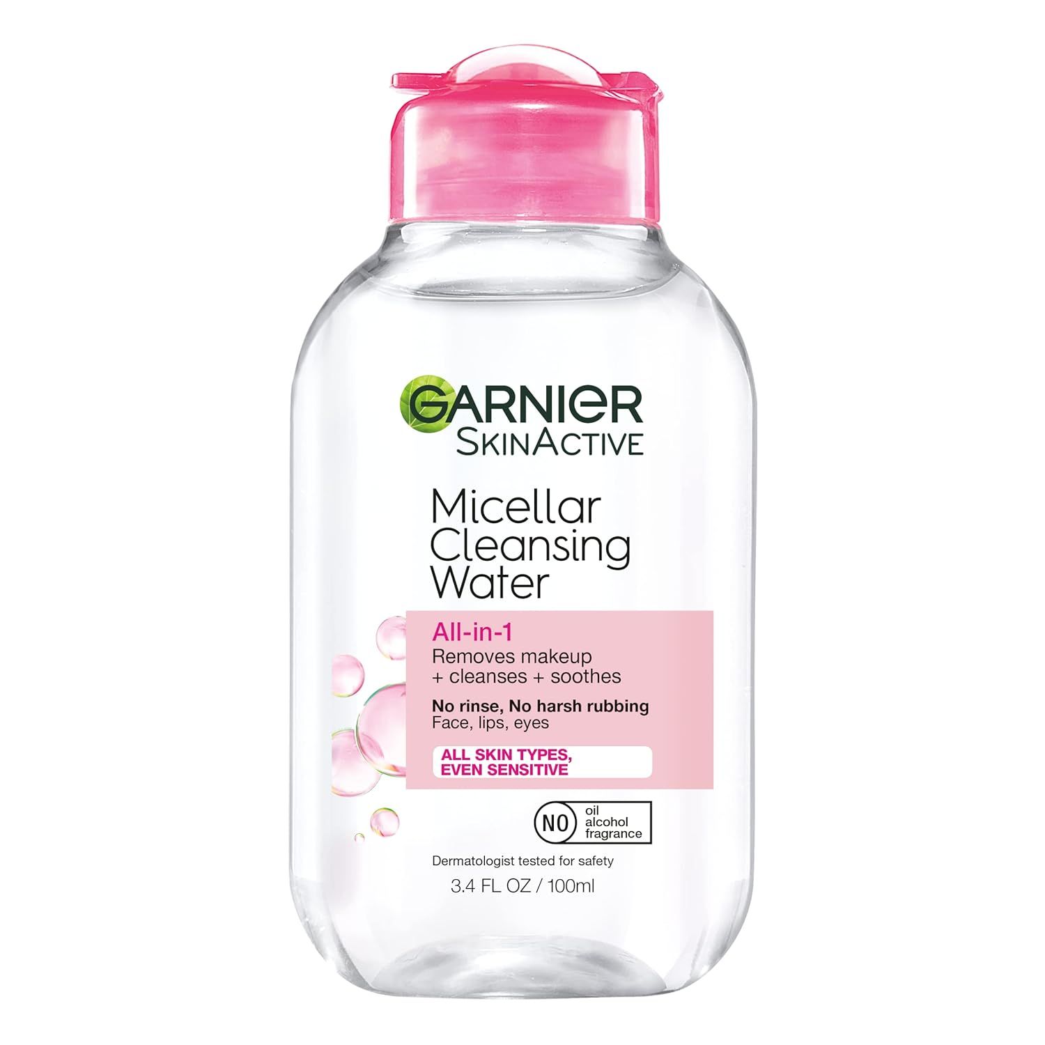 Displays the core product clearly on a white background to show shoppers exactly what they will receive, emphasizing the micellar water's all-in-one cleansing benefits. Shows the actual retail…