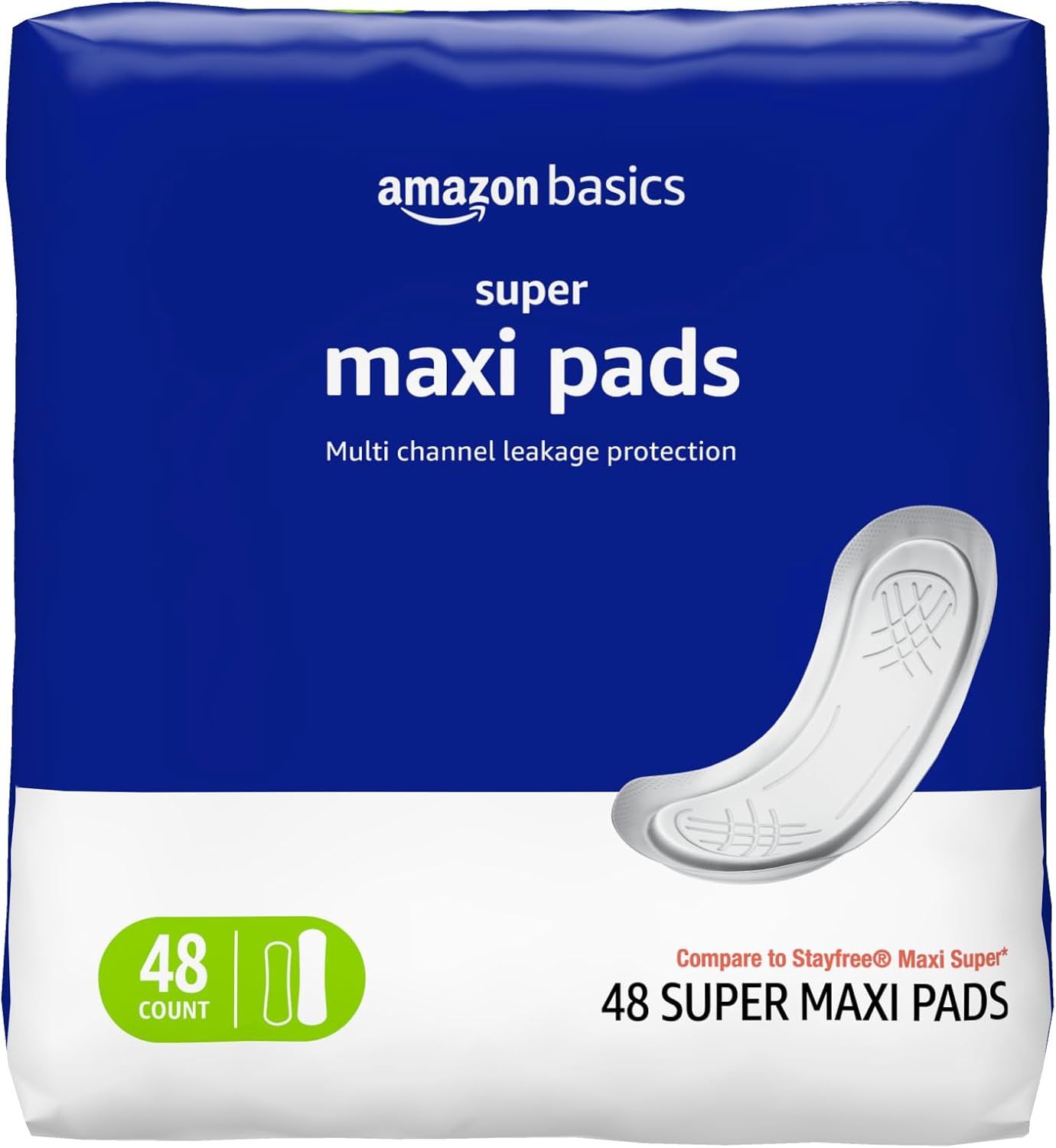 Shows the retail packaging to help shoppers understand what they will receive, including the Amazon Basics branding, product type, count, and key feature of multi-channel leakage protection.…