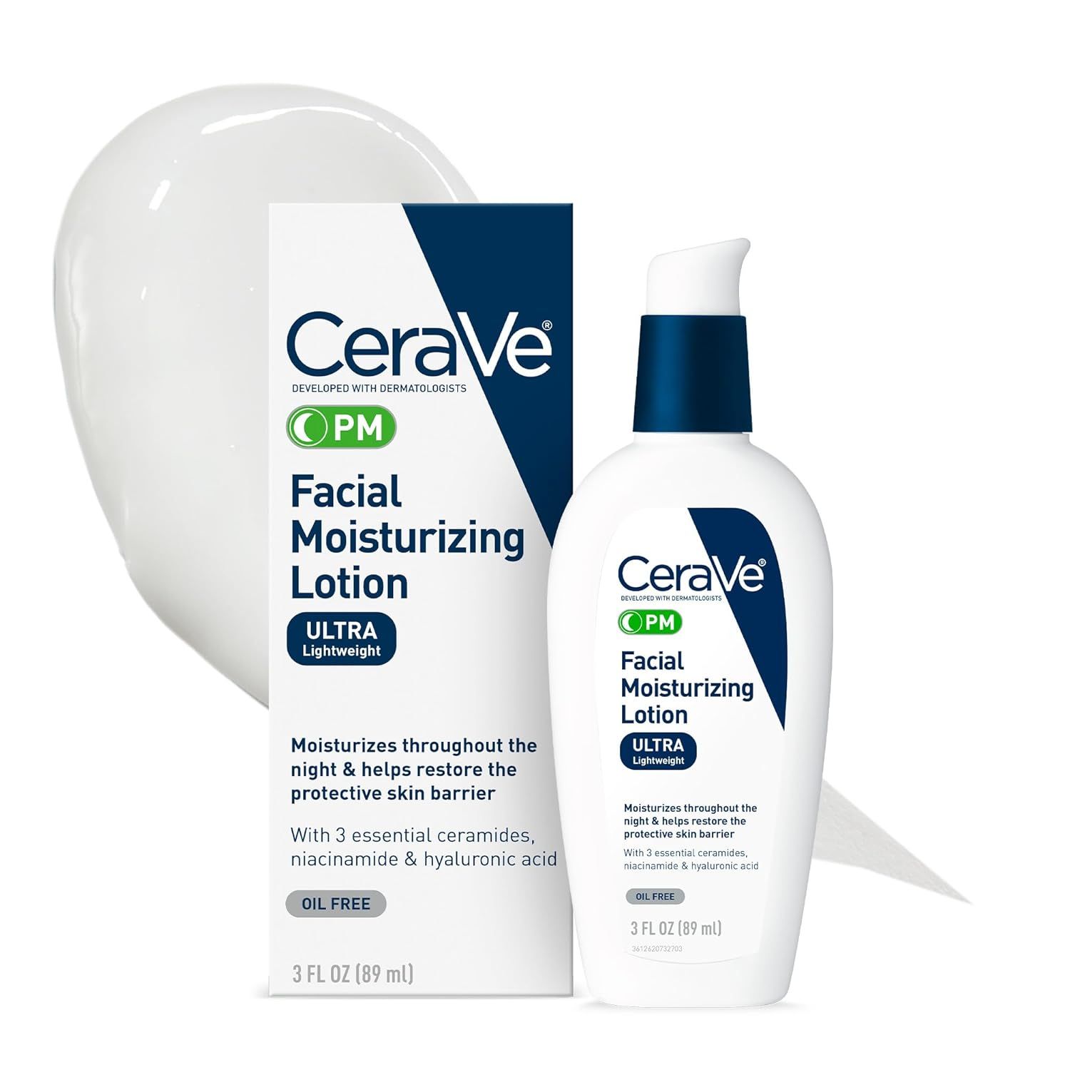 Shows the CeraVe Facial Moisturizing Lotion bottle and packaging clearly to help shoppers identify the product and understand what they are purchasing. Displays the retail box alongside the bottle…