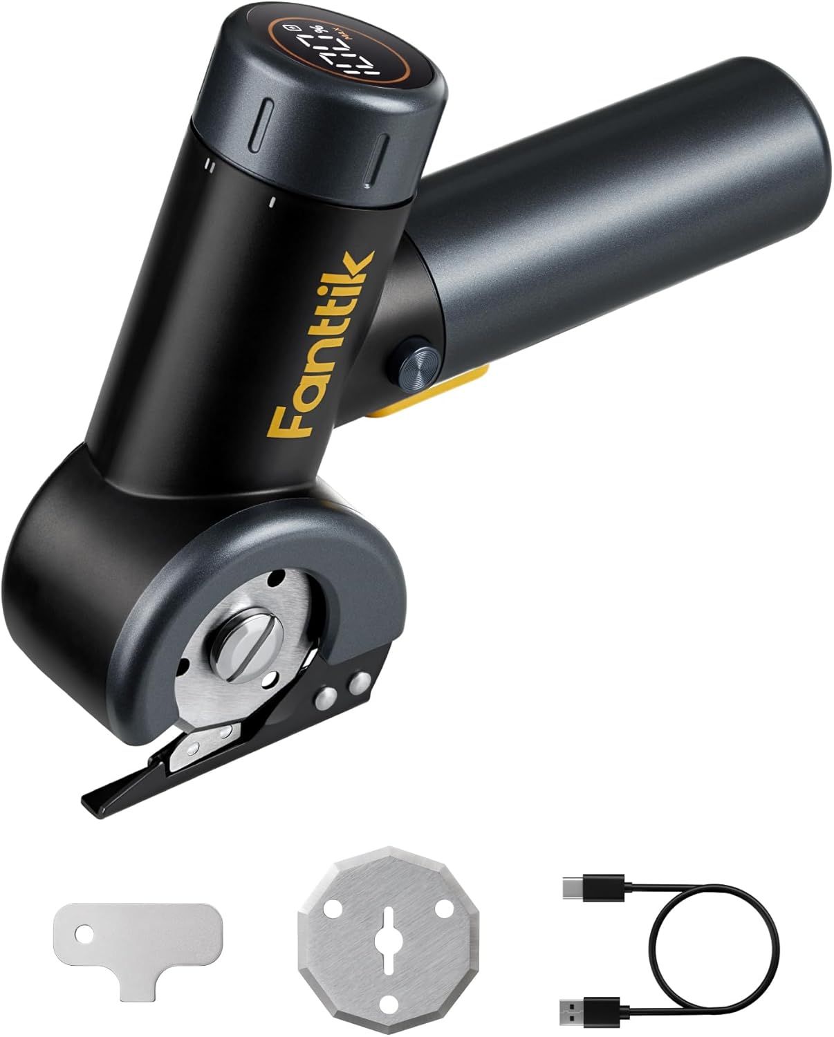 Displays the core product clearly to show shoppers what they are purchasing - a handheld electric cutting tool with ergonomic design and digital display. Shows all included accessories and…