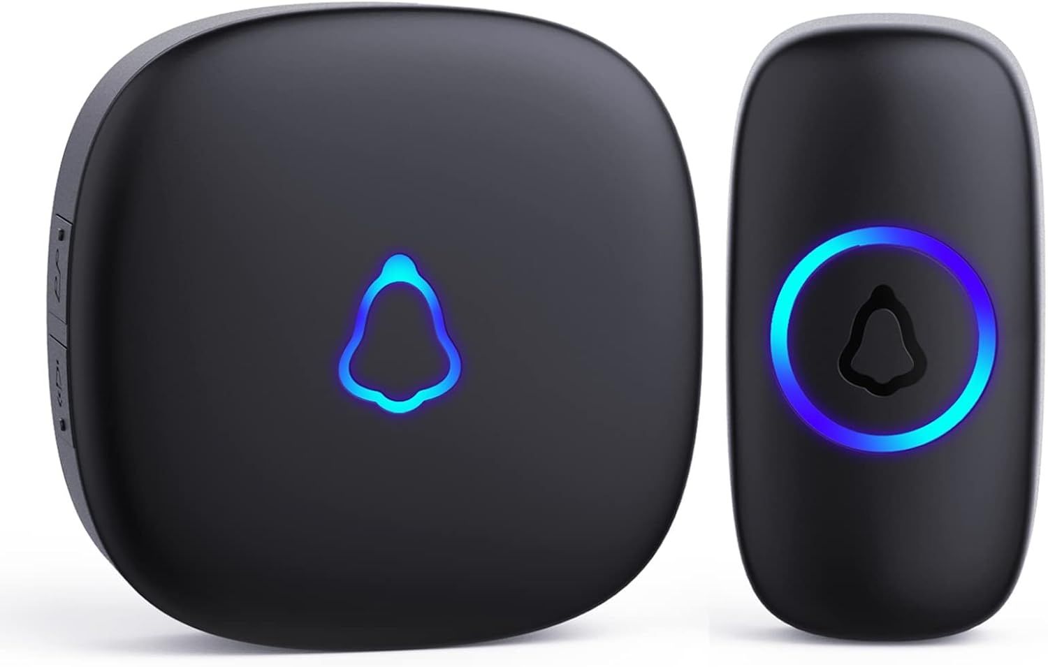 Displays the core product with illuminated LED indicators to show the shopper the visual appearance and modern aesthetic of the doorbell system. Uses a clean white background with soft shadows to…