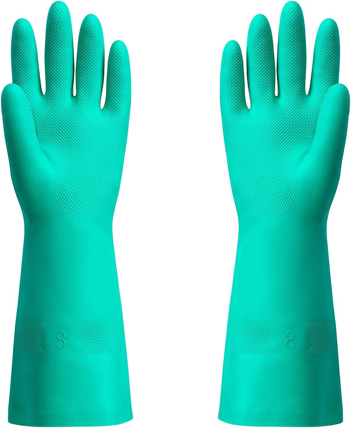 Shows the core product clearly with textured grip pattern on palms and fingers for enhanced functionality, and extended cuff design for protection. Communicates the product's practical design…