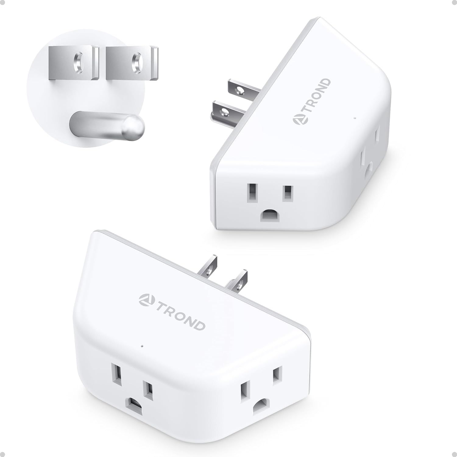 Shows the core product from multiple angles to communicate its design, outlet configuration, and foldable prong feature for portability and storage. Demonstrates the product's key functional feature…