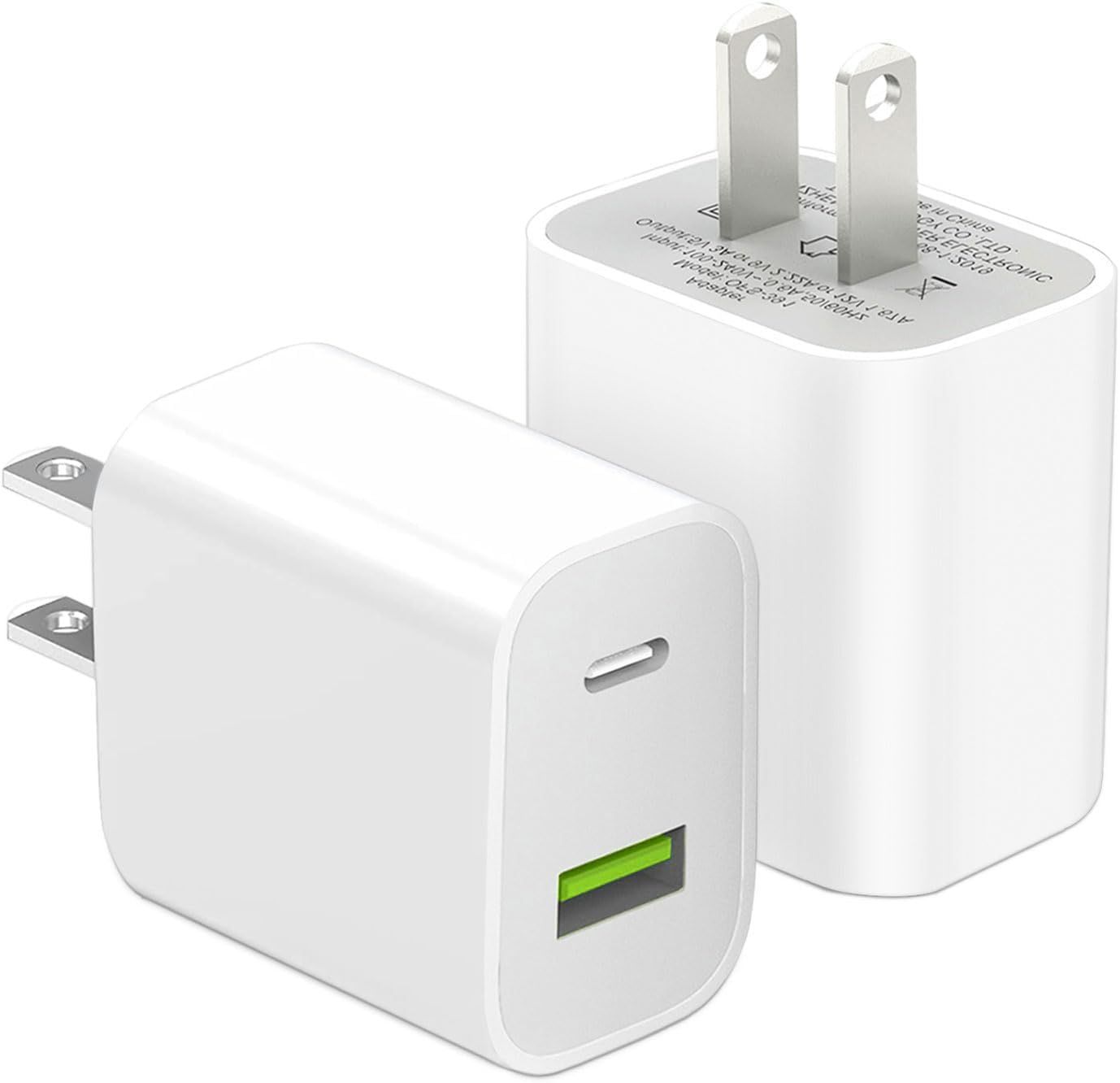 Shows the core product—two white wall chargers with multiple charging ports—to communicate what the buyer will receive and the charging options available.