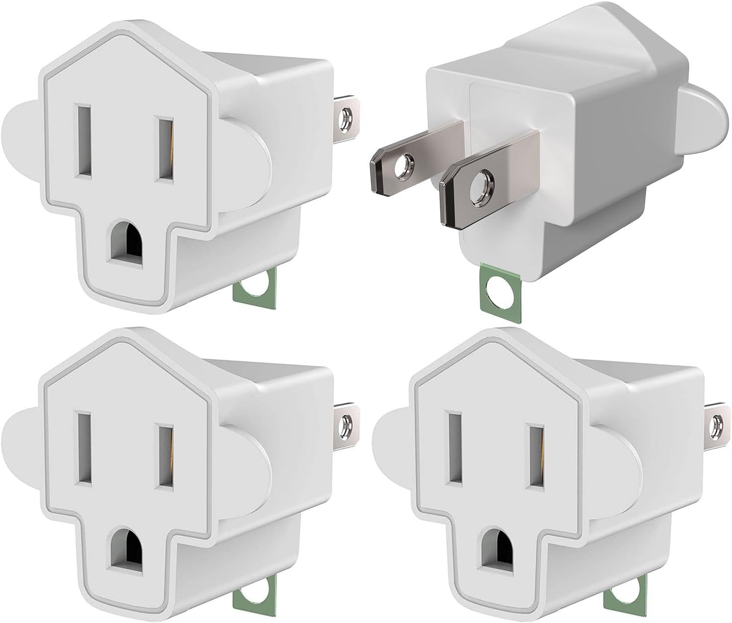 Shows the core product clearly in a catalog-style presentation, displaying multiple units of the same electrical adapter to communicate what the buyer will receive.