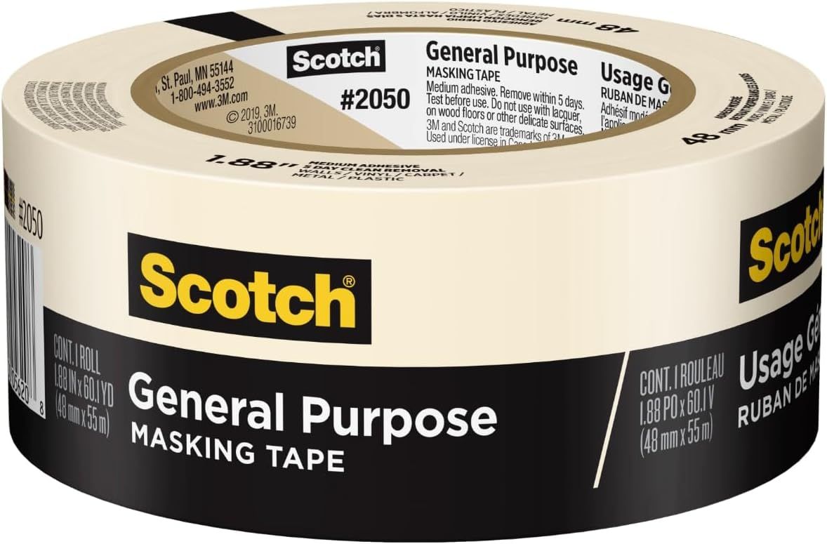 Displays the core product clearly so shoppers can see exactly what they are purchasing - a roll of Scotch masking tape with visible branding and product specifications. Shows the retail packaging…