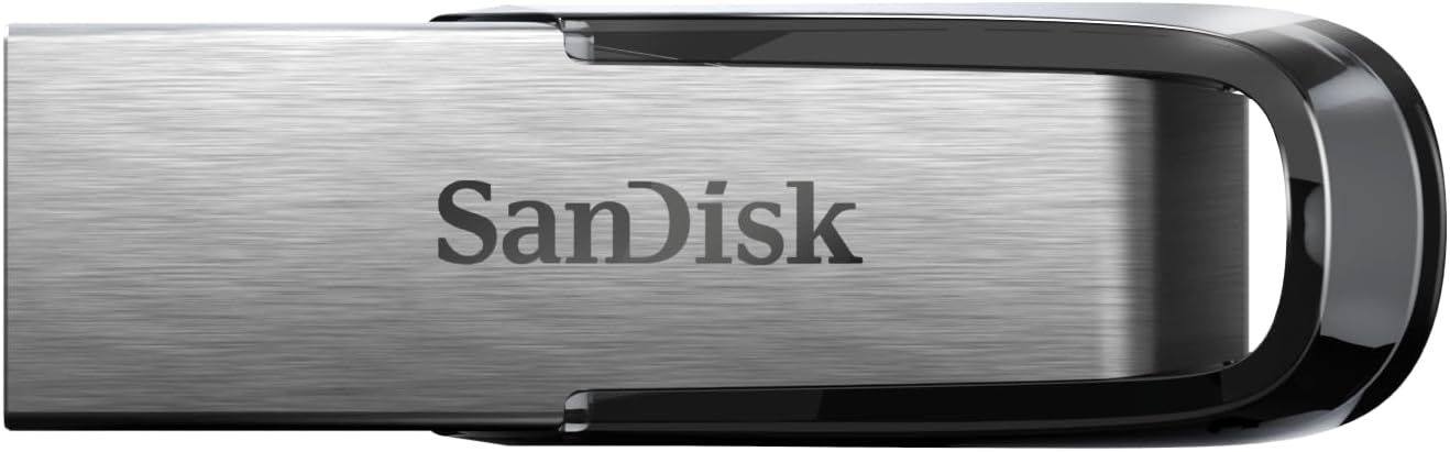 Displays the core product clearly with brand visibility to help shoppers identify the SanDisk USB flash drive and its premium metal design. Uses a subtle gradient background and shadow to give the…
