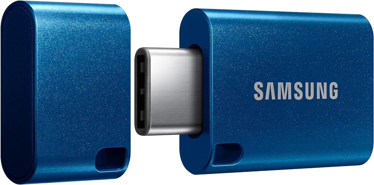 Displays the Samsung portable SSD from multiple angles to showcase its metallic blue finish, compact form factor, and USB-C connectivity, reassuring shoppers of its premium build quality and…
