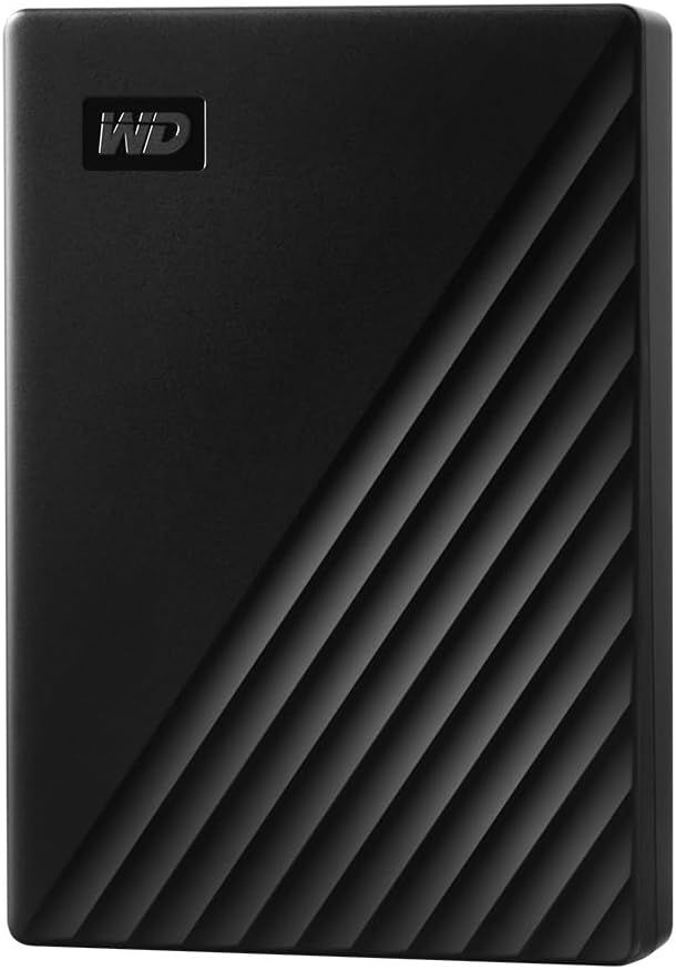 Displays the WD external hard drive as the core sellable product in a clean catalog-style presentation, allowing shoppers to see the design and branding clearly. Uses a subtle drop shadow and light…