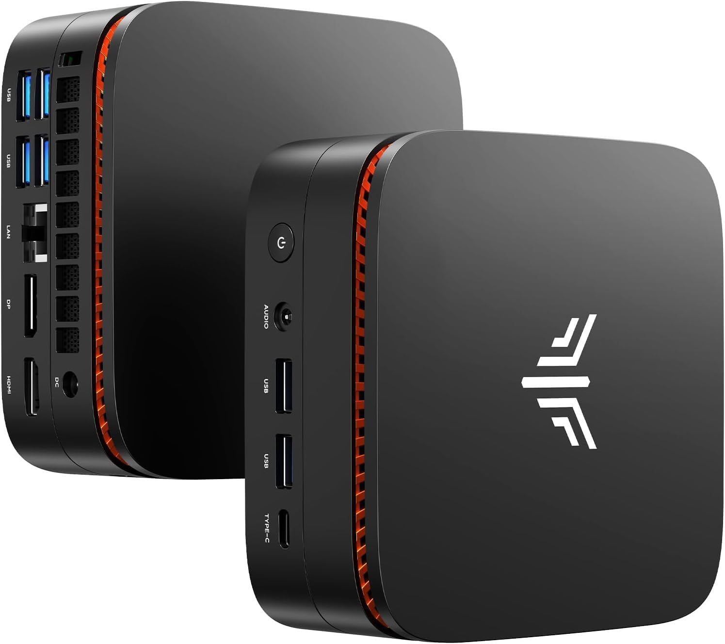 Shows the core product from multiple angles to communicate its compact form factor and extensive port selection, reassuring shoppers about connectivity options and desk footprint. Demonstrates the…