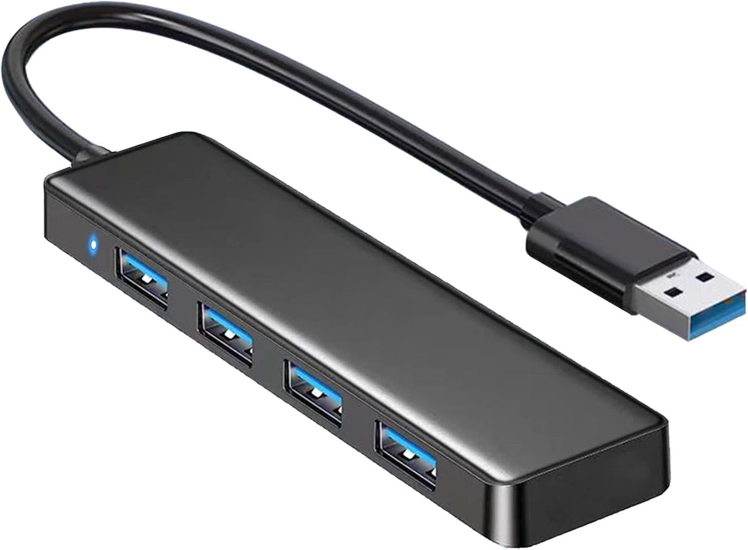 Shows the core product clearly on a white background to communicate its design, port configuration, and USB 3.0 connectivity for expanding device connections.