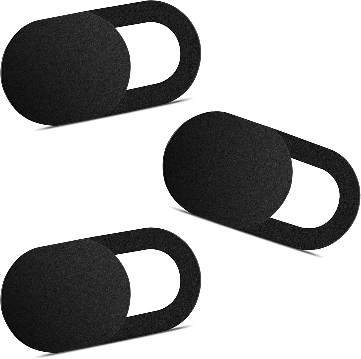 Shows the core product—three webcam privacy covers—in a clean catalog style to communicate what the buyer receives in the multi-pack.