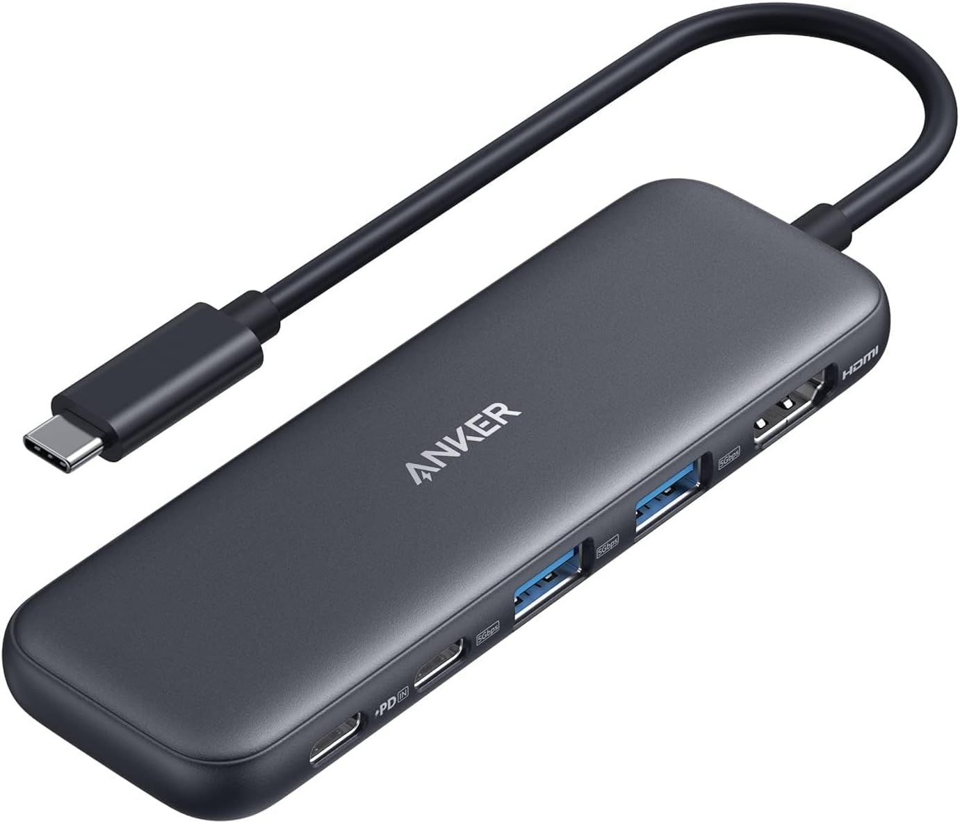Shows the core product clearly on a white background to communicate its design, ports, and brand identity to shoppers looking for a USB-C hub adapter.