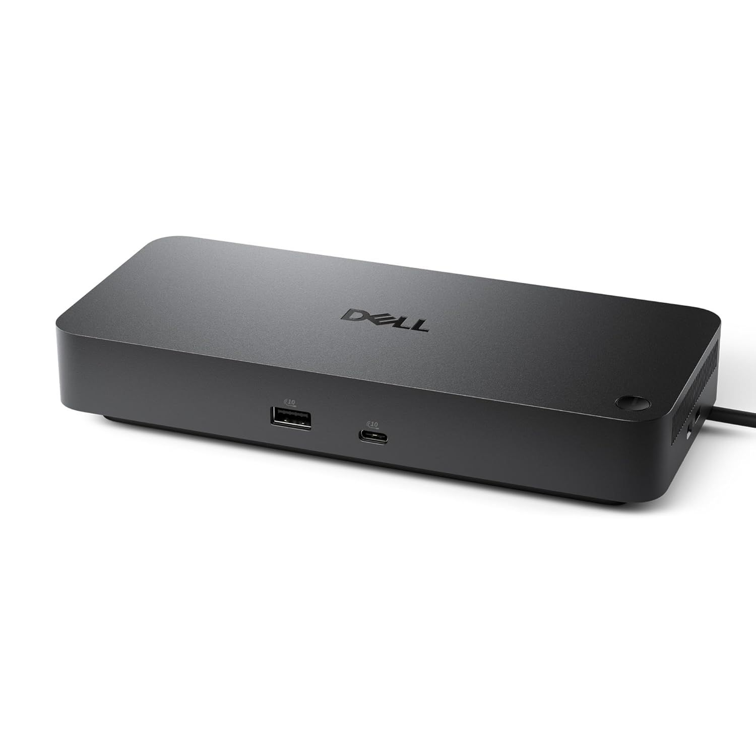 Displays the Dell docking station as the core product in a clean catalog style, allowing shoppers to see the device design, branding, and front-facing ports clearly.