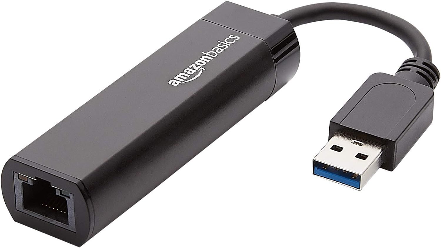 Shows the core product clearly on a white background, allowing shoppers to see the adapter's design, connectors, and AmazonBasics branding.