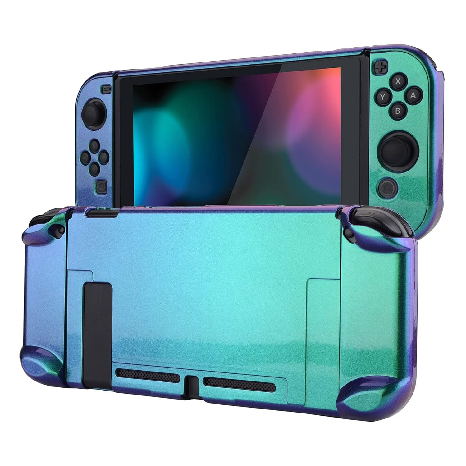 Displays the protective case for a handheld gaming console, showcasing its full coverage design and eye-catching gradient color finish to communicate style and protection. Uses a subtle drop shadow…