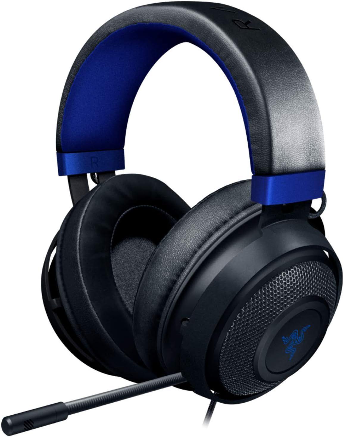 Displays the core gaming headset product clearly on a white background, showing its design, build quality, and key features like the adjustable headband, ear cushions, and attached microphone.
