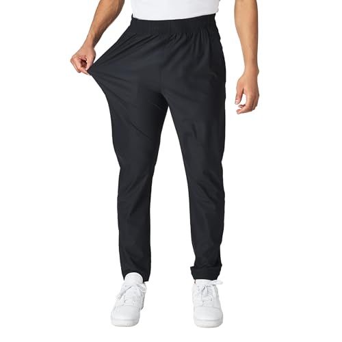Shows the product being worn by a model to demonstrate fit, flexibility, and stretchability of the athletic pants, reassuring shoppers about comfort and range of motion. Uses a human model to…