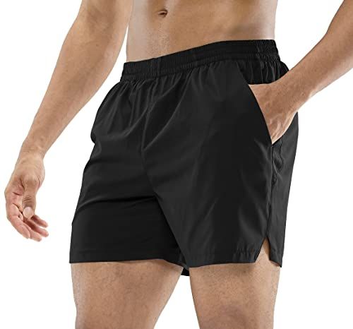Shows a person wearing the athletic shorts to demonstrate fit, length, and how the product looks when worn, helping shoppers visualize the product on themselves.