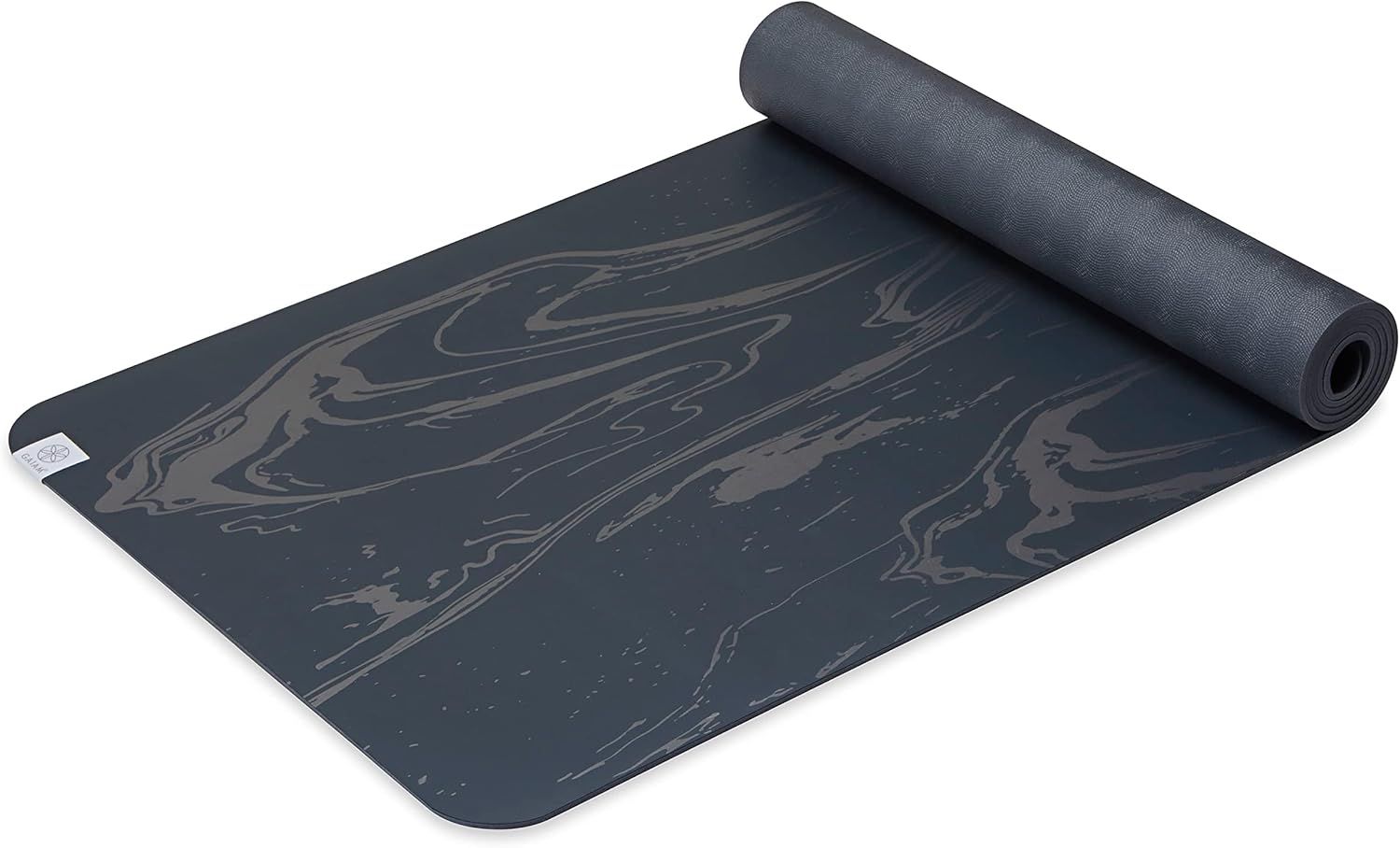 Displays the yoga mat as the core product with its distinctive marbled pattern and textured surface, allowing shoppers to see the design and quality of the mat.