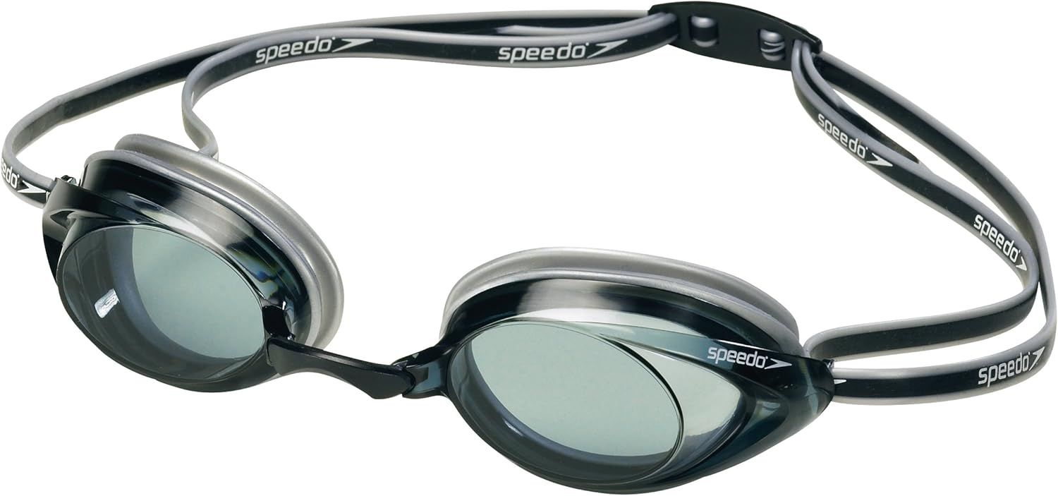 Displays the Speedo swim goggles clearly on a white background to show the product design, lens quality, and branded strap, helping shoppers evaluate the style and build quality.