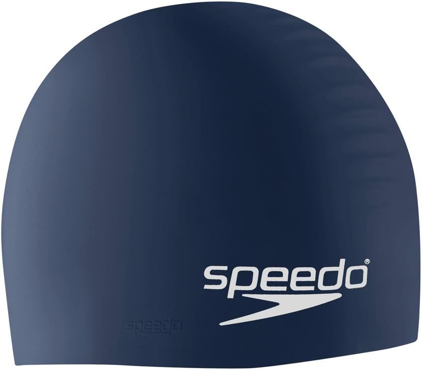 Displays the core product, a Speedo swim cap, in a clear catalog-style format on a white background to show the item the shopper will receive.