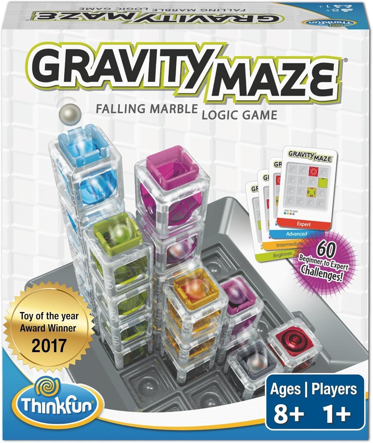 Shows the product in its retail packaging to communicate what the shopper will receive at purchase, including branding, product features, and award recognition. Uses a white-to-blue gradient…