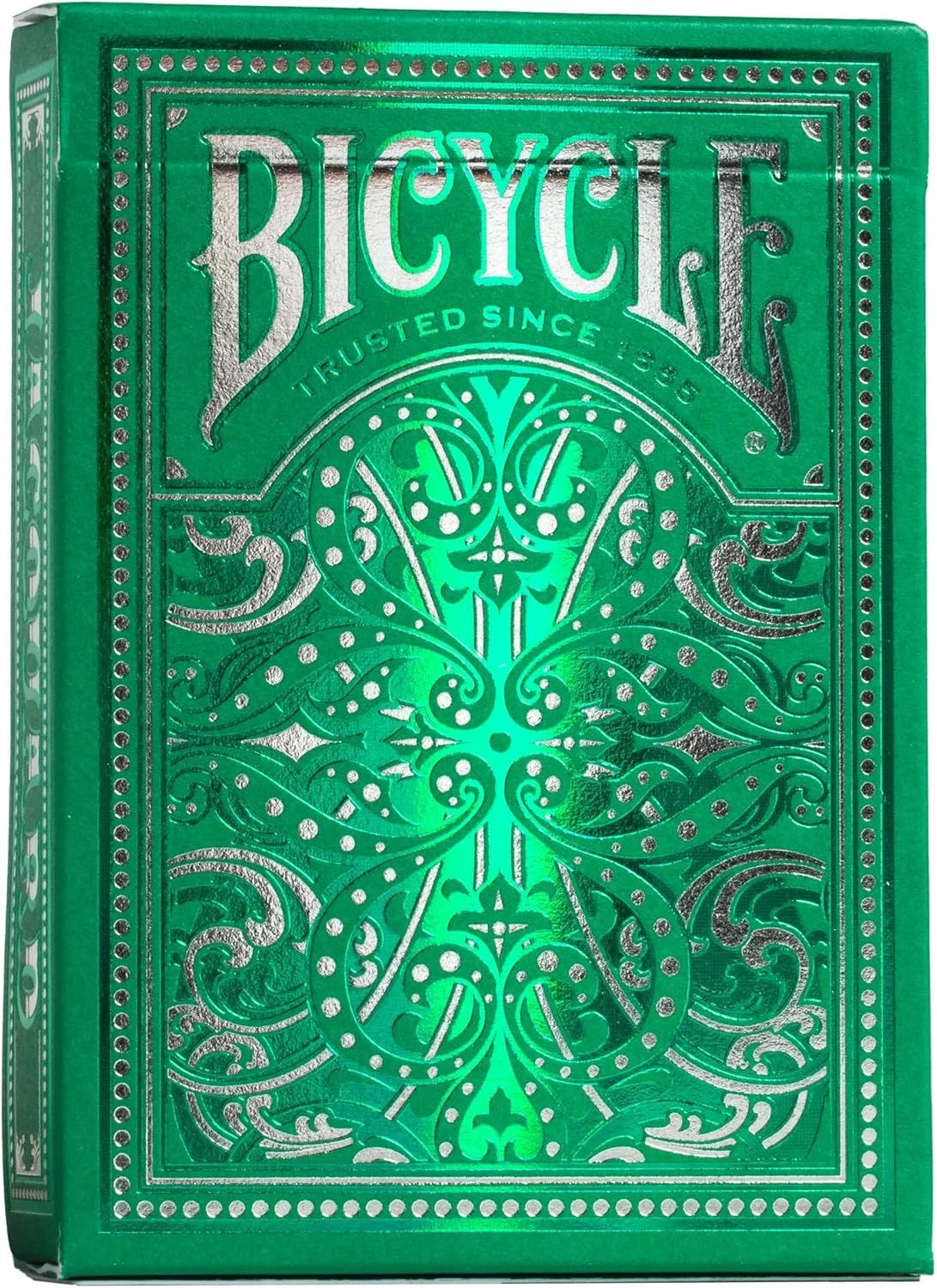 Showcases the distinctive metallic green packaging with embossed ornamental design to communicate premium quality and brand heritage, helping shoppers recognize the product and understand its…