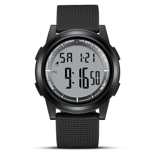 Displays the core product clearly on a clean white background, allowing shoppers to see the watch design, digital display, and textured band in detail.