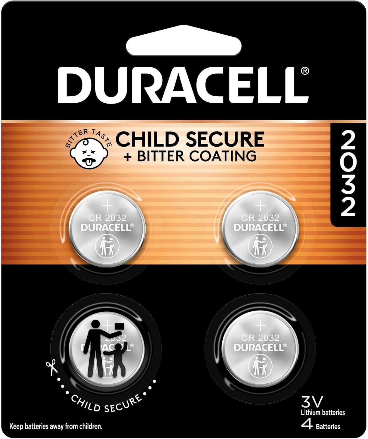 Shows the product in its retail packaging with prominent child safety messaging to reassure parents that the batteries are protected from accidental ingestion with bitter coating and secure…
