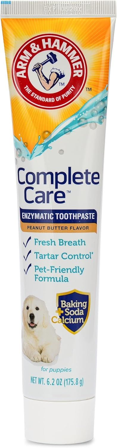 Displays the core sellable product, a tube of enzymatic dog toothpaste, clearly showing the brand, product name, flavor, and key benefits to help shoppers identify and evaluate the item. Shows the…