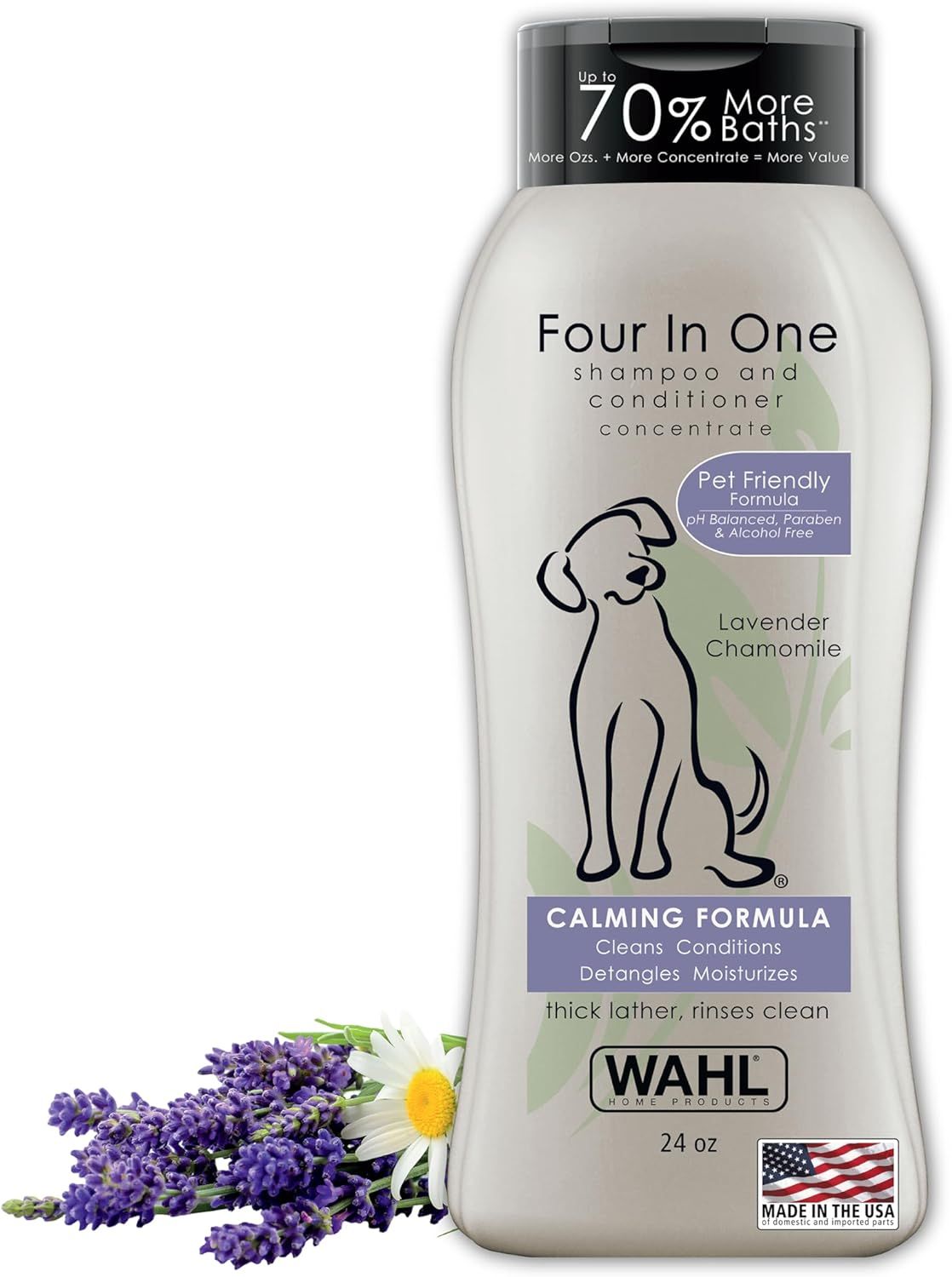 Displays the core product, a pet shampoo and conditioner concentrate, clearly showing the bottle design, branding, and key product features to help shoppers identify and evaluate the item. Shows the…