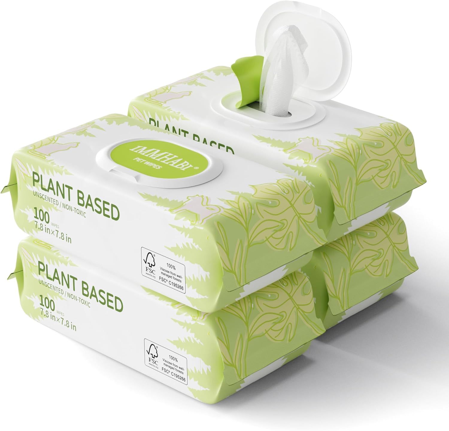Shows the core product—plant-based, unscented, non-toxic wipes in a two-pack format—clearly displayed with packaging to communicate the eco-friendly nature and quantity included. Displays the retail…