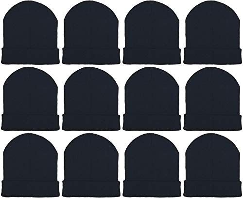 Shows the product as a multi-pack of 12 identical beanies to communicate the quantity included in the purchase.