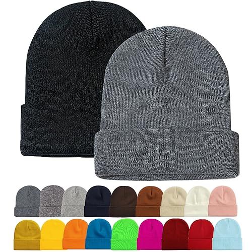 Shows the core product—knit beanies—in two primary colors (black and gray) to give shoppers a clear view of the product style and fit. Displays the wide range of available color choices for the…