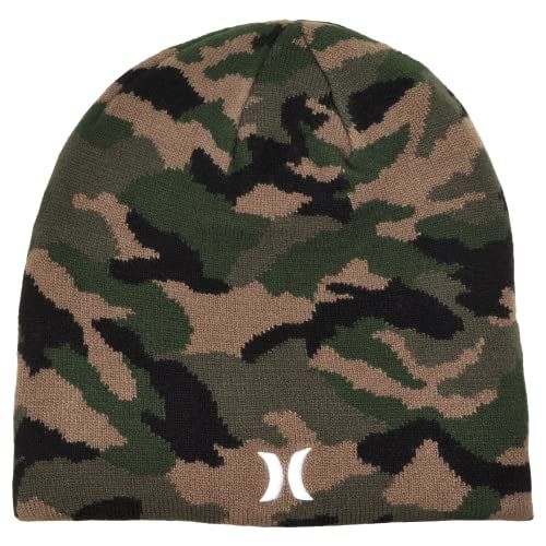 Displays the core product, a camouflage beanie with brand logo, in a clean catalog-style presentation to show the shopper exactly what they will receive.