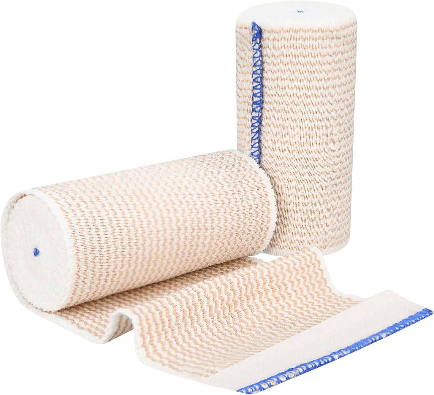 Displays the core product clearly on a white background to show the elastic compression bandages in both rolled and partially unrolled states, helping shoppers understand the product form and texture.
