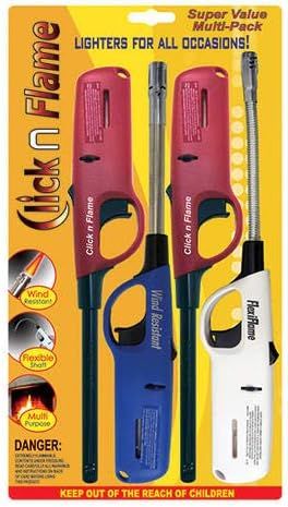 Shows the core sellable product—a multi-pack of utility lighters in various colors—clearly displayed in retail packaging so shoppers can see exactly what they are purchasing. Displays the physical…