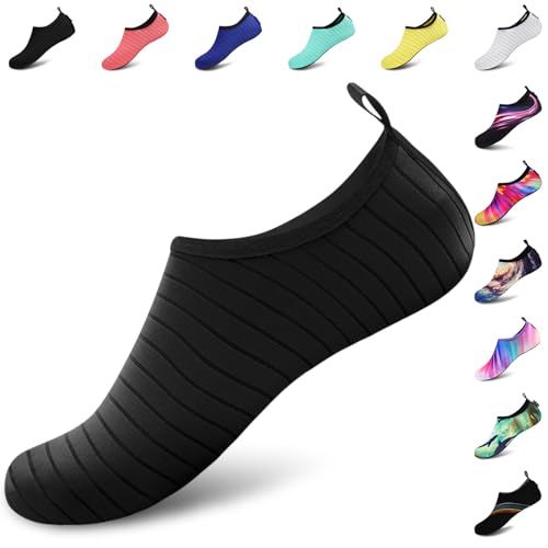 Shows the main water shoe product clearly with its distinctive ribbed texture design, allowing shoppers to see the product's form and construction. Displays multiple color and pattern variations…