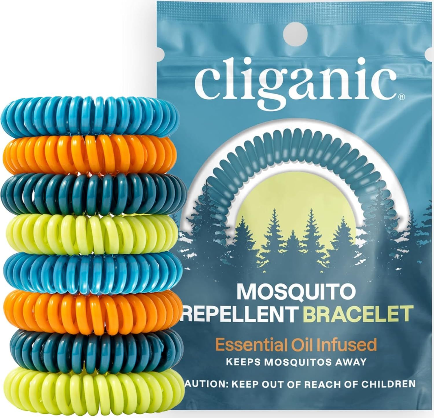 Shows the core product—mosquito repellent bracelets in multiple colors—alongside its retail packaging to communicate what the shopper will receive. Displays the branded retail packaging with key…