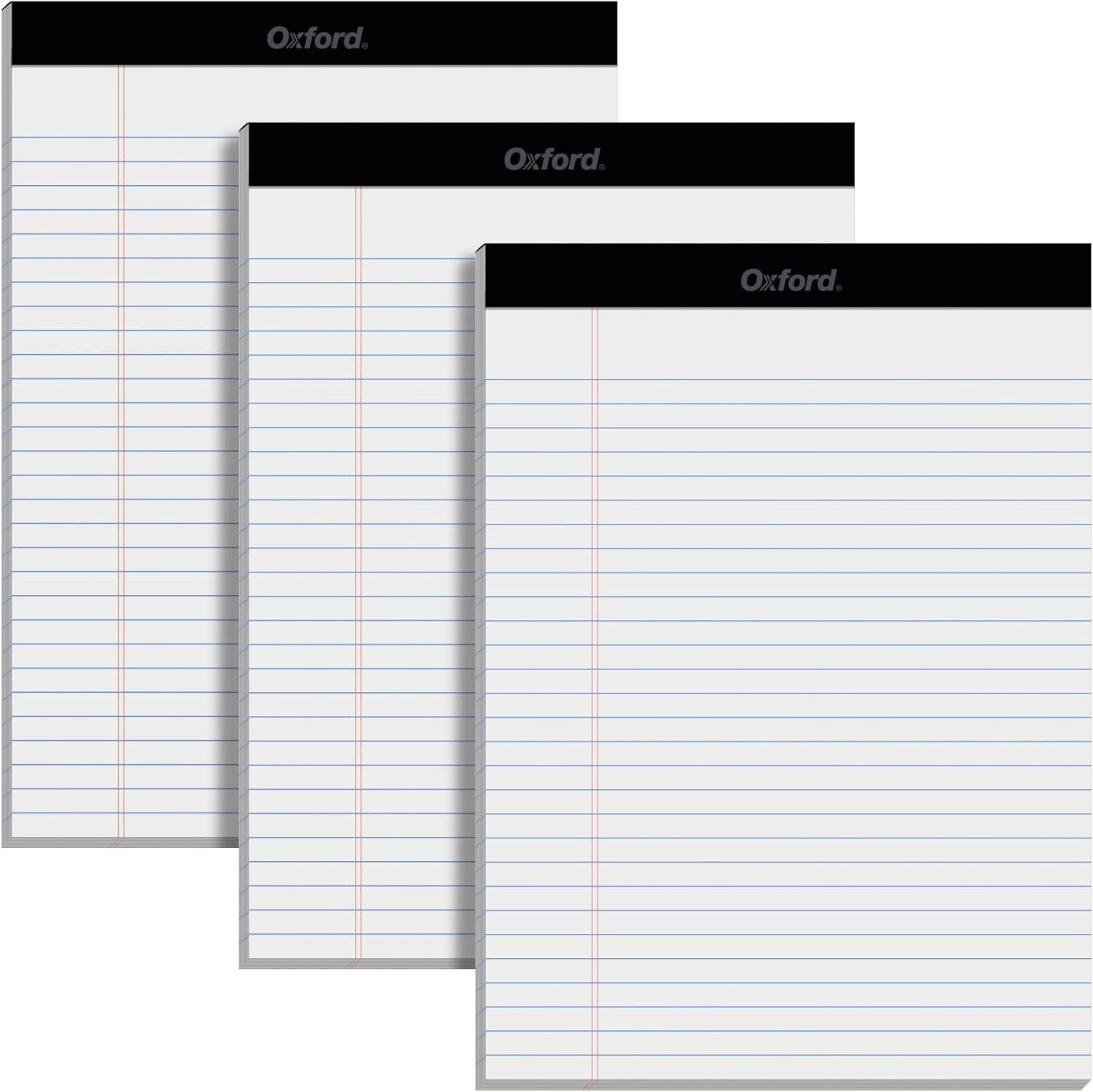 Shows the different size options available for the Oxford notepads, allowing shoppers to compare and select the size that best fits their needs.