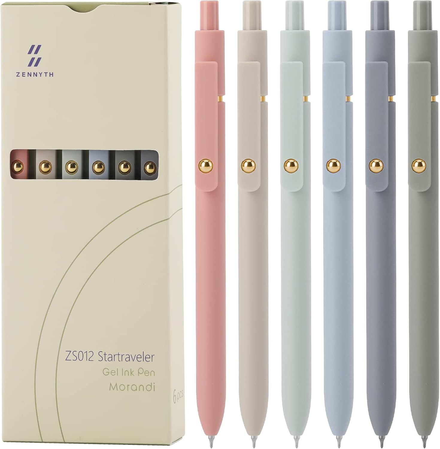 Displays the core product—a set of gel ink pens in six pastel colors—to show shoppers exactly what they will receive, emphasizing the variety and aesthetic appeal of the collection. Shows the…