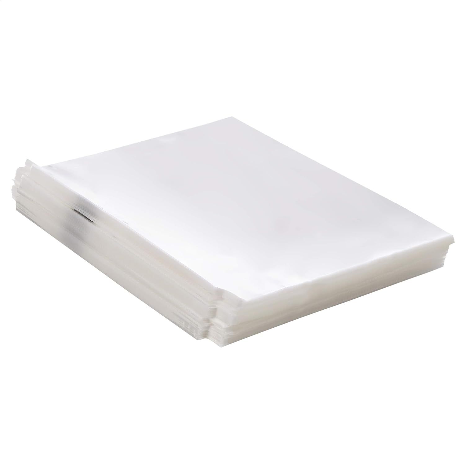 Shows the core product clearly - a stack of clear vacuum sealer bags - allowing shoppers to see the quantity and transparent material quality.