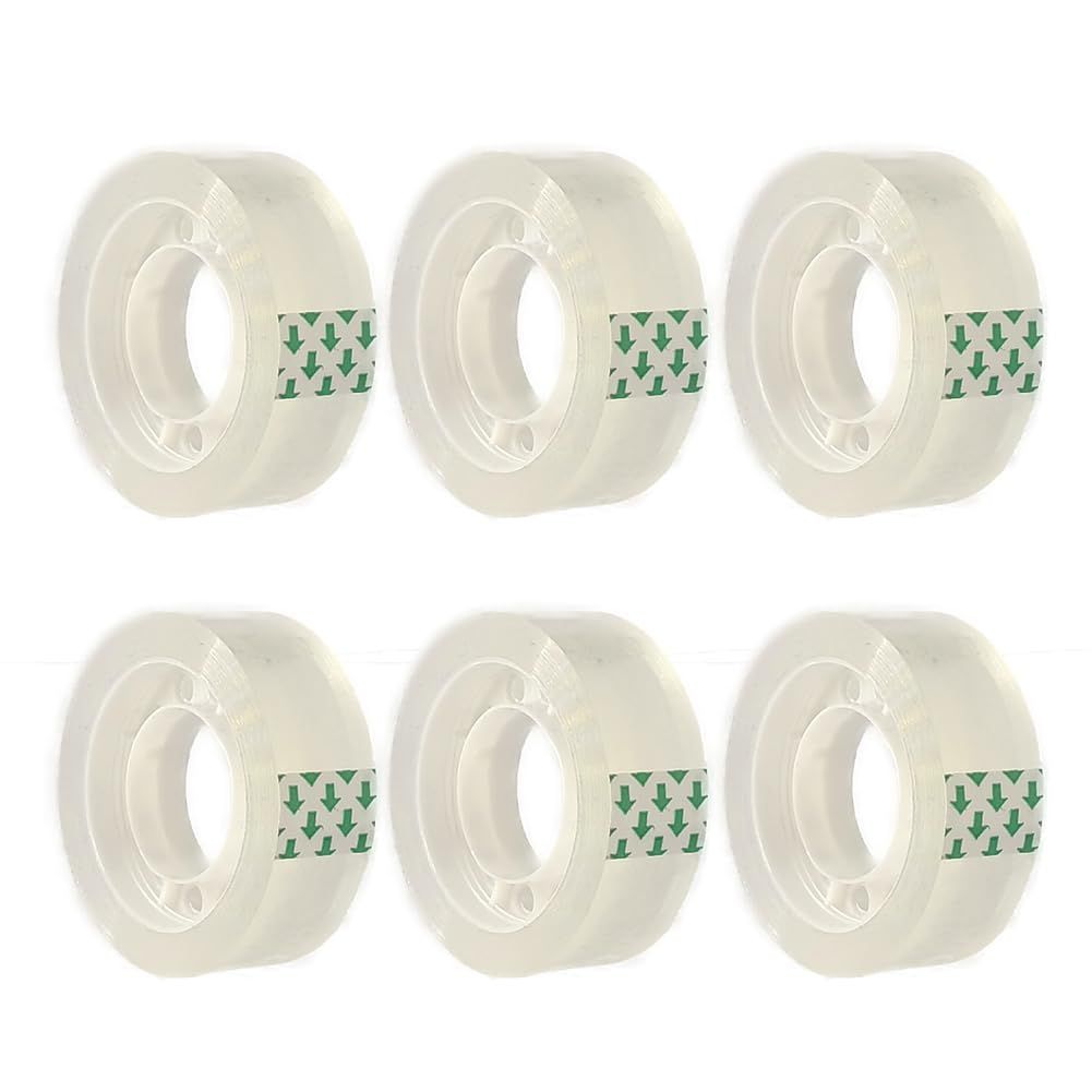 Shows the core product as a 6-pack of clear tape rolls on a clean white background, allowing shoppers to see exactly what they will receive in the multi-pack purchase.