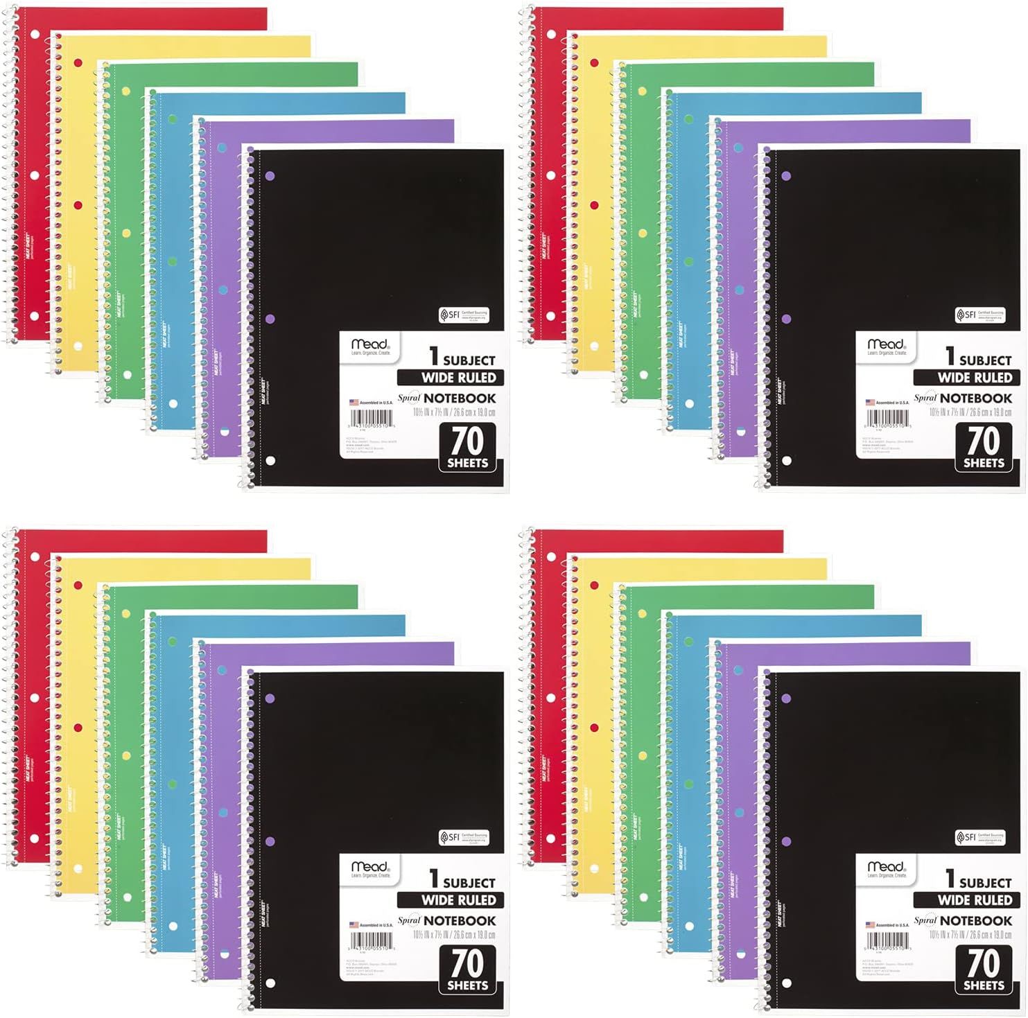 Shows shoppers the range of available color choices for the spiral notebook, helping them understand they can select from multiple vibrant colors.