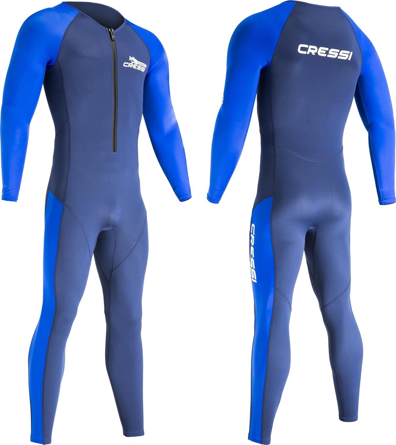 Shows the wetsuit from both front and back angles to give shoppers a complete view of the product design, color blocking, and branding. Displays the same wetsuit from two different perspectives to…