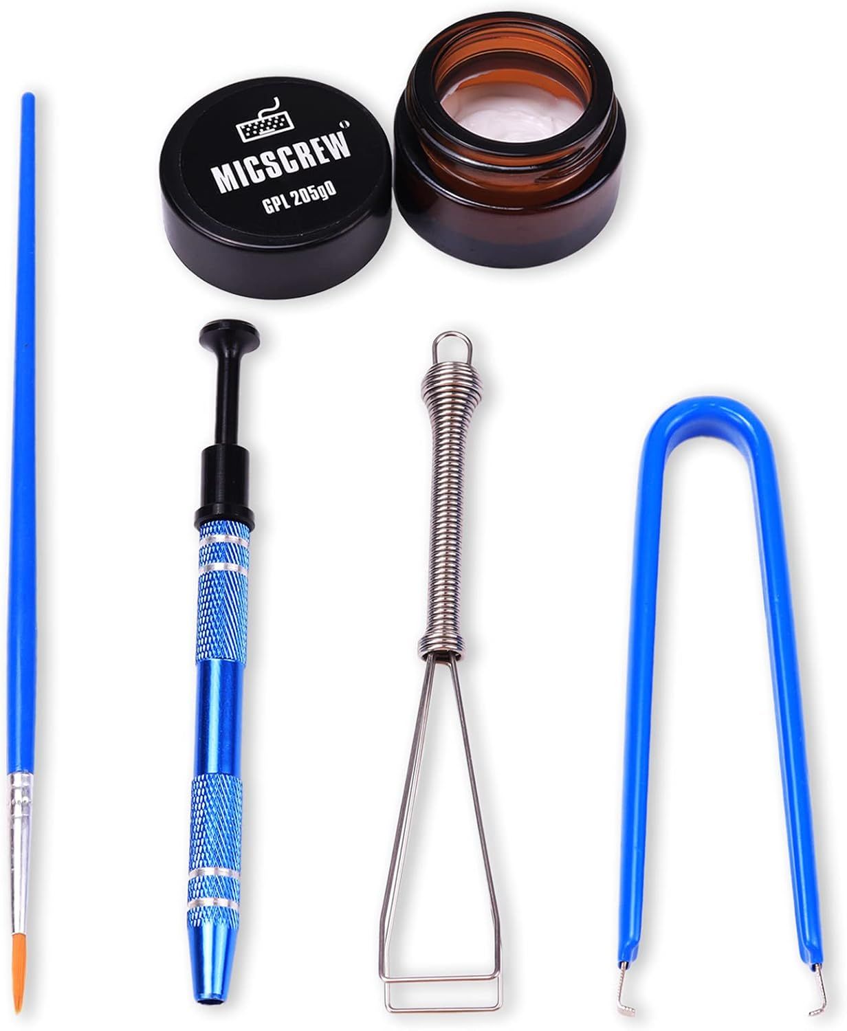 Shows all included tools and components of the kit laid out clearly to communicate completeness and value to the shopper. Displays the variety of included accessories and specialized tools that come…