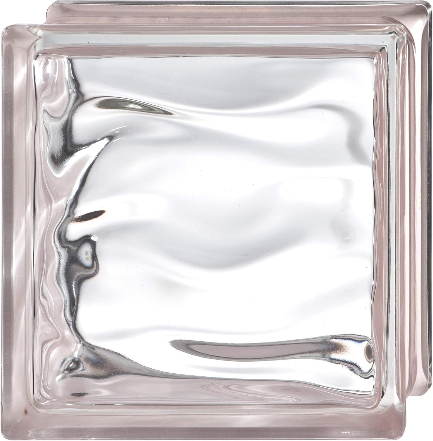 Shows the core product, a clear glass block with a distinctive wavy textured surface, allowing shoppers to see the exact design and transparency of the item they will receive.