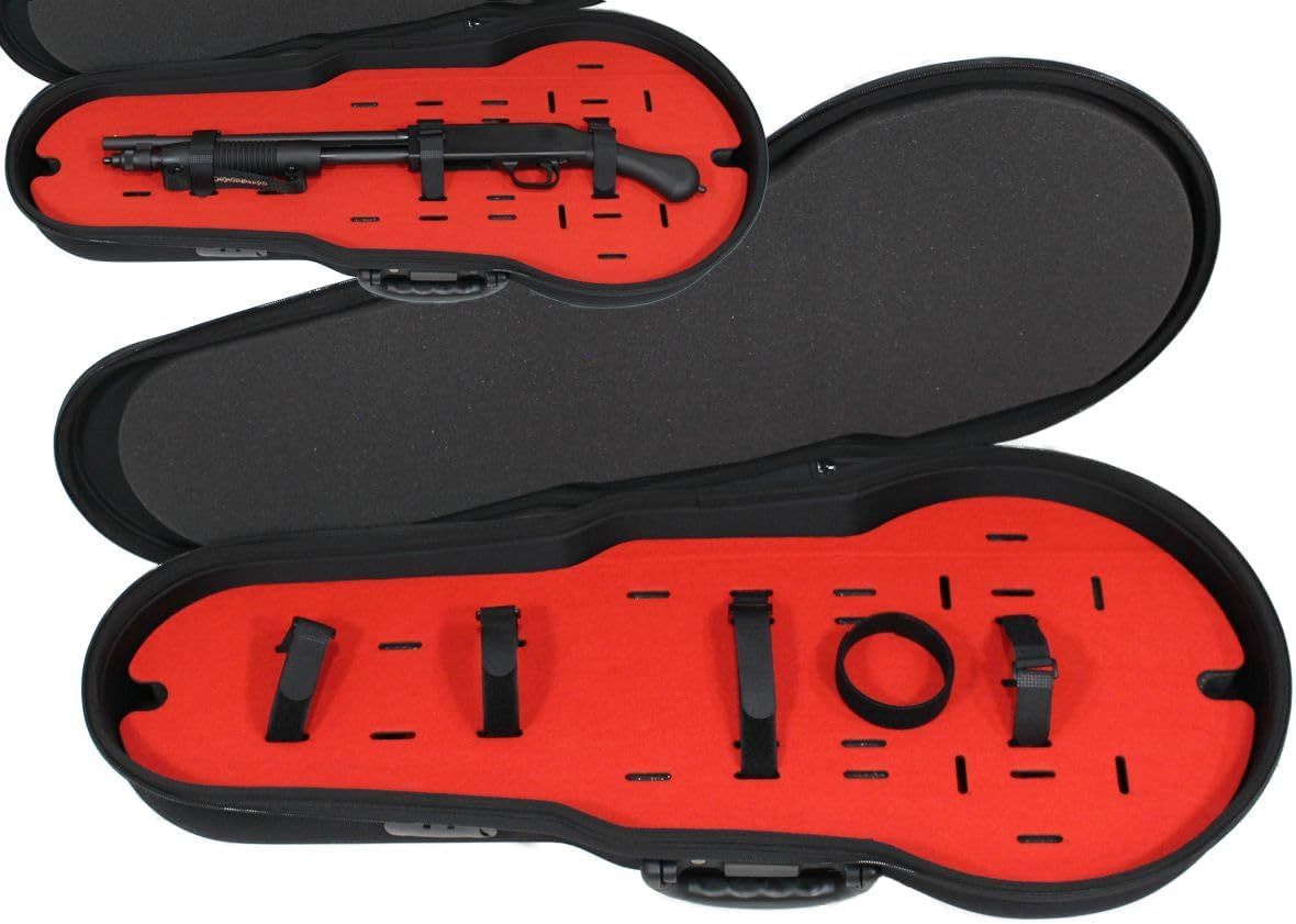 Shows the core product, a specialized carrying case designed to securely store and transport items with custom-cut foam compartments. Demonstrates that the case comes with included accessories and…